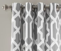 Edward Trellis Gray Room-Darkening Grommet Curtain Panel Pair, (108") -Home Store 810468413 1