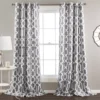 Edward Trellis Gray Room-Darkening Grommet Curtain Panel Pair, (108") 1 Edward Trellis Gray Room-Darkening Grommet Curtain Panel Pair, (108") -Home Store 810468413