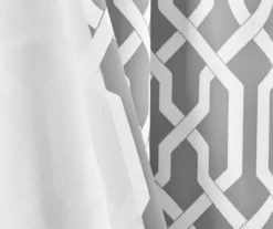 Edward Trellis Gray Room-Darkening Grommet Curtain Panel Pair, (108") -Home Store 810468413 4