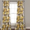 Floral Watercolor Yellow & Gray Room-Darkening Grommet Curtain Panel Pair, (84") -Home Store 810468424