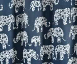 Elephant Parade Navy Room-Darkening Grommet Curtain Panel Pair, (84") -Home Store 810468431 2