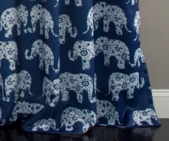 Elephant Parade Navy Room-Darkening Grommet Curtain Panel Pair, (84") -Home Store 810468431 3