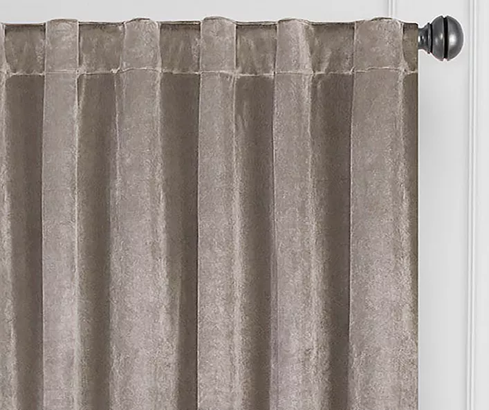 Harper Mushroom Velvet Blackout Rod Pocket Curtain Panel, (95") 4 Harper Mushroom Velvet Blackout Rod Pocket Curtain Panel, (95") - Image 2