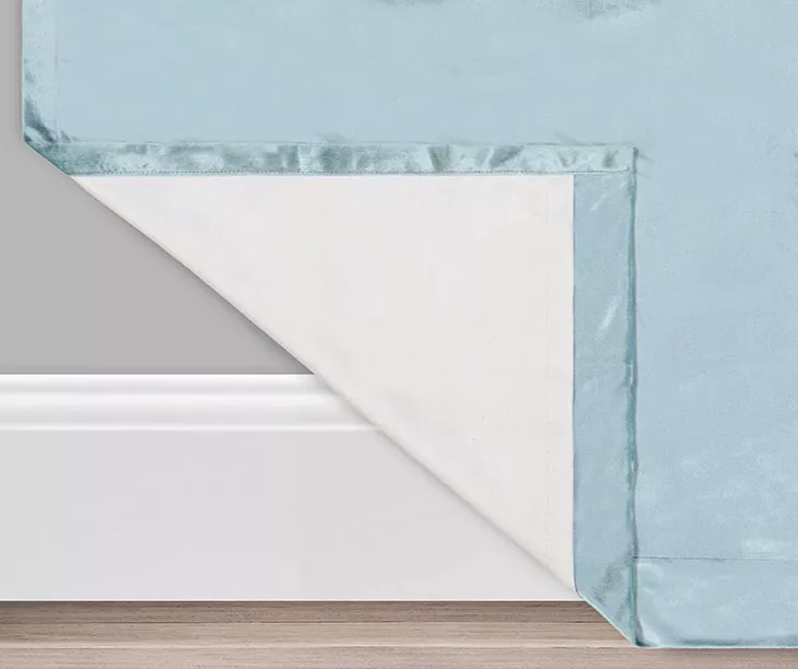 Harper Blue Velvet Blackout Rod Pocket Curtain Panel, (108") 5 Harper Blue Velvet Blackout Rod Pocket Curtain Panel, (108") - Image 3