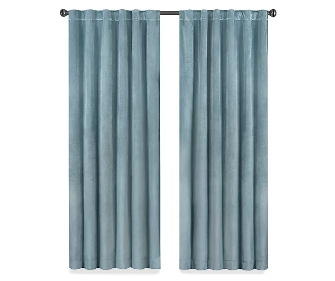 Harper Blue Velvet Blackout Rod Pocket Curtain Panel, (108") 6 Harper Blue Velvet Blackout Rod Pocket Curtain Panel, (108") - Image 4
