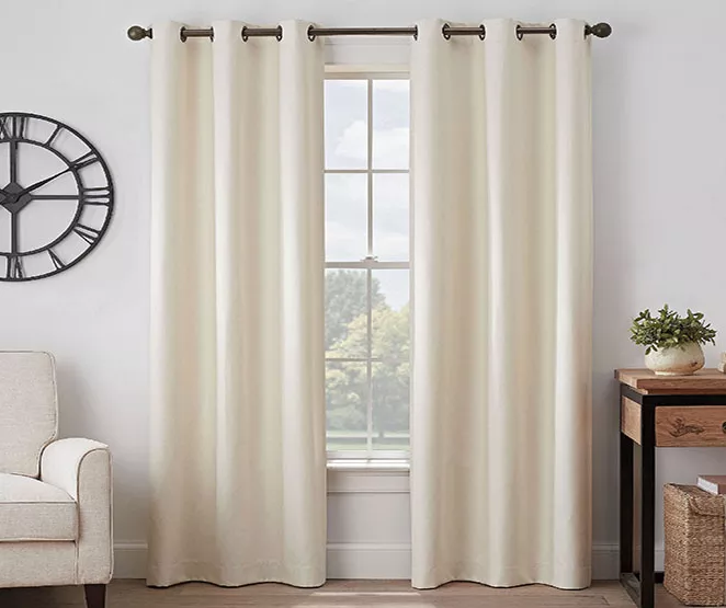 Gabriella Ivory Blackout Grommet Curtain Panel, (63") 3 Gabriella Ivory Blackout Grommet Curtain Panel, (63")