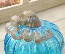 5" Blue Speckled Glass Pumpkin 11 5" Blue Speckled Glass Pumpkin -Home Store 810491578 A0 4