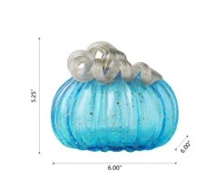 5" Blue Speckled Glass Pumpkin 13 5" Blue Speckled Glass Pumpkin -Home Store 810491578 A0 6