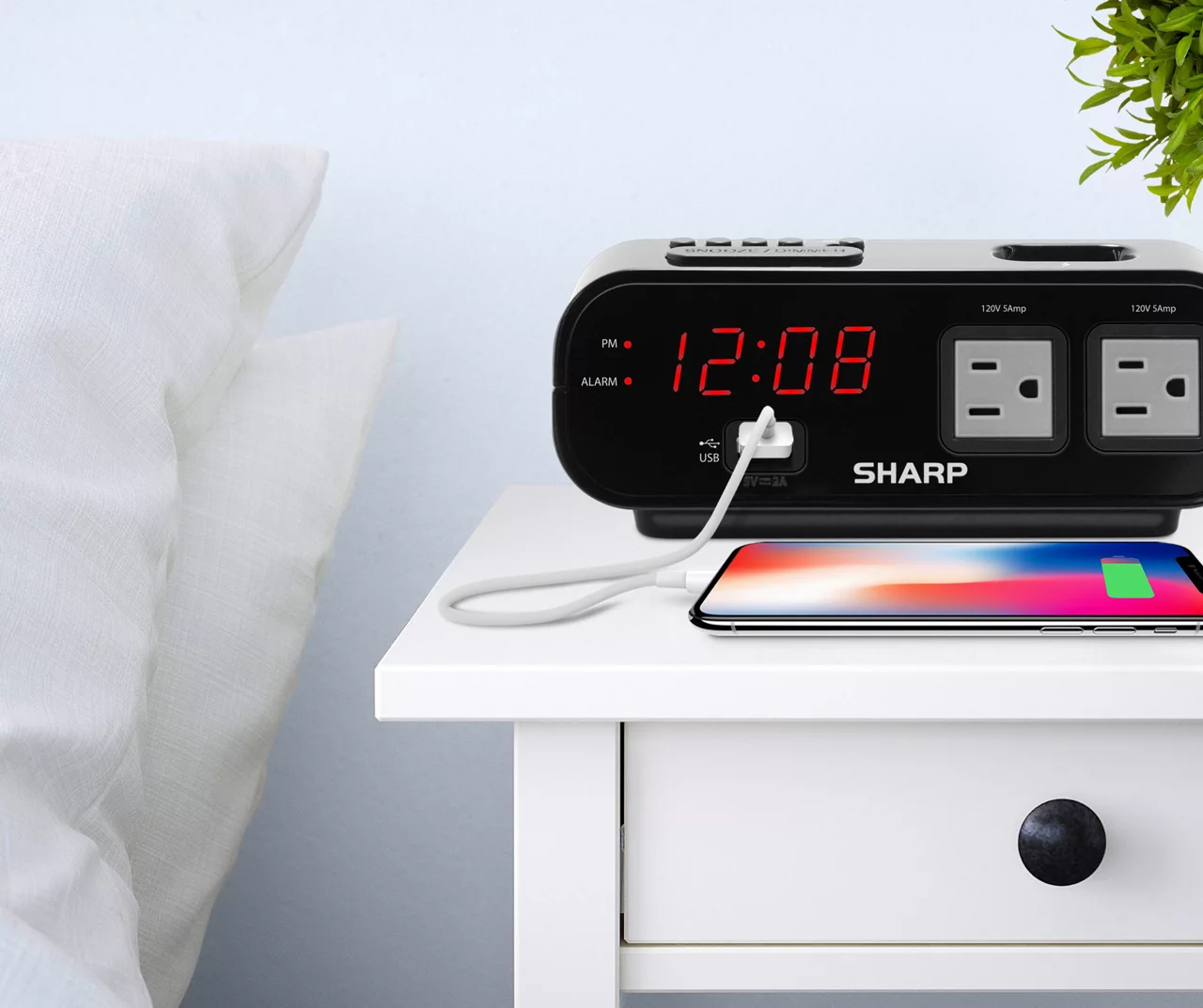Sharp Digital Dual Alarm Clock With Power Outlets & USB Port 5 Sharp Digital Dual Alarm Clock With Power Outlets & USB Port - Image 3