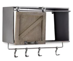 Rustic Sliding Barn Door Storage Rack
