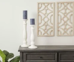 White Wood Pillar Candle Holder, (15") -Home Store 810509525 810509526 2