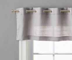 Gray Tucker Textured Valance & Tier 3-Piece Curtain Set -Home Store 810511405 1