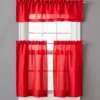 Red Marla Valance & Tier 3-Piece Curtain Set -Home Store 810511409