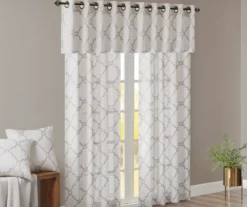 Sereno Fretwork Ivory Light-Filtering Grommet Curtain Panel, (63") -Home Store 810517995 810517996 810517998 10