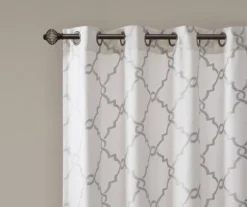 Sereno Fretwork Ivory Light-Filtering Grommet Curtain Panel, (63") -Home Store 810517995 810517996 810517998 3