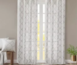 Sereno Fretwork Ivory Light-Filtering Grommet Curtain Panel, (63") -Home Store 810517995 810517996 810517998 7