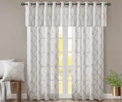 Sereno Fretwork Ivory Light-Filtering Grommet Curtain Panel, (63") -Home Store 810517995 810517996 810517998 9