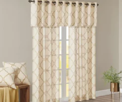Sereno Fretwork Beige & Gold Light-Filtering Grommet Curtain Panel, (95") 24 Sereno Fretwork Beige & Gold Light-Filtering Grommet Curtain Panel, (95") -Home Store 810518028 810518029 810518030 10