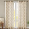 Sereno Fretwork Beige & Gold Light-Filtering Grommet Curtain Panel, (95") -Home Store 810518028 810518029 810518030