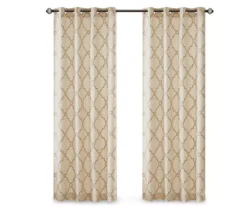 Sereno Fretwork Beige & Gold Light-Filtering Grommet Curtain Panel, (95") 25 Sereno Fretwork Beige & Gold Light-Filtering Grommet Curtain Panel, (95") -Home Store 810518028 810518029 810518030 11