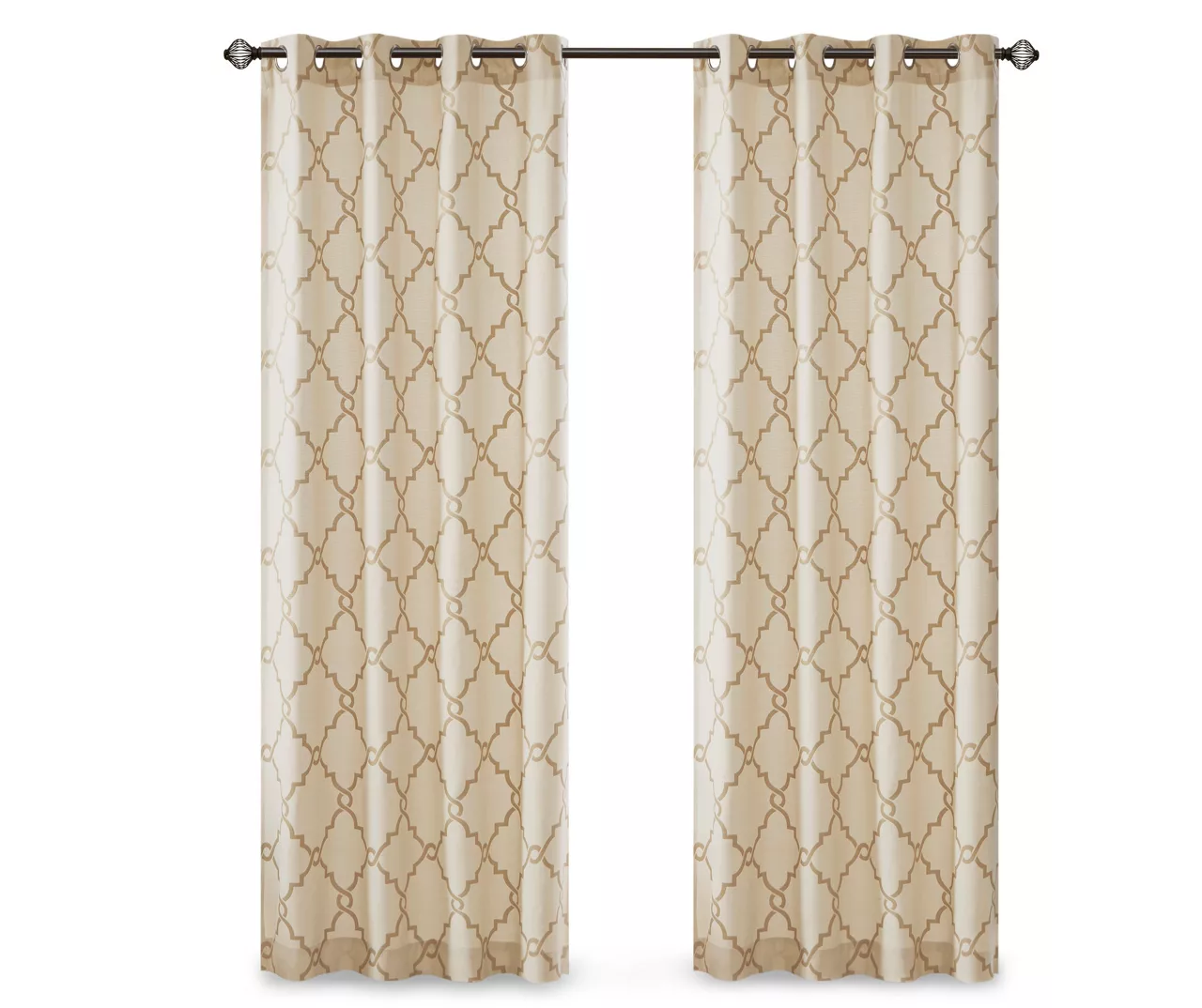 Sereno Fretwork Beige & Gold Light-Filtering Grommet Curtain Panel, (95") 14 Sereno Fretwork Beige & Gold Light-Filtering Grommet Curtain Panel, (95") - Image 12