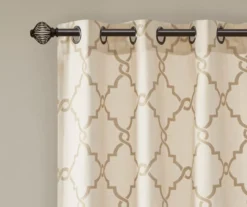 Sereno Fretwork Beige & Gold Light-Filtering Grommet Curtain Panel, (95") 17 Sereno Fretwork Beige & Gold Light-Filtering Grommet Curtain Panel, (95") -Home Store 810518028 810518029 810518030 3