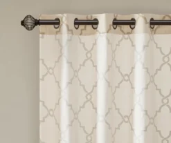 Sereno Fretwork Beige & Gold Light-Filtering Grommet Curtain Panel, (95") 18 Sereno Fretwork Beige & Gold Light-Filtering Grommet Curtain Panel, (95") -Home Store 810518028 810518029 810518030 4