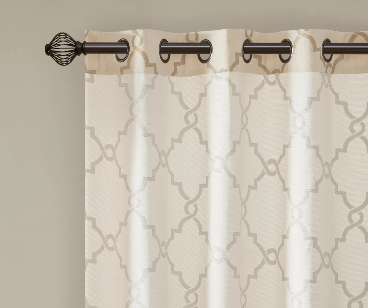 Sereno Fretwork Beige & Gold Light-Filtering Grommet Curtain Panel, (95") 7 Sereno Fretwork Beige & Gold Light-Filtering Grommet Curtain Panel, (95") - Image 5