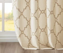 Sereno Fretwork Beige & Gold Light-Filtering Grommet Curtain Panel, (95") 19 Sereno Fretwork Beige & Gold Light-Filtering Grommet Curtain Panel, (95") -Home Store 810518028 810518029 810518030 5