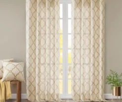 Sereno Fretwork Beige & Gold Light-Filtering Grommet Curtain Panel, (95") 21 Sereno Fretwork Beige & Gold Light-Filtering Grommet Curtain Panel, (95") -Home Store 810518028 810518029 810518030 7