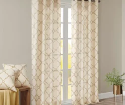 Sereno Fretwork Beige & Gold Light-Filtering Grommet Curtain Panel, (95") 22 Sereno Fretwork Beige & Gold Light-Filtering Grommet Curtain Panel, (95") -Home Store 810518028 810518029 810518030 8