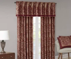 Valerie Burgundy Light-Filtering Rod Pocket Curtain Panel Pair, (95") -Home Store 810518081 810518082 10