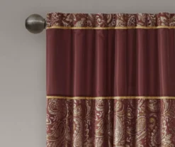Valerie Burgundy Light-Filtering Rod Pocket Curtain Panel Pair, (95") -Home Store 810518081 810518082 3