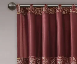 Valerie Burgundy Light-Filtering Rod Pocket Curtain Panel Pair, (95") -Home Store 810518081 810518082 4