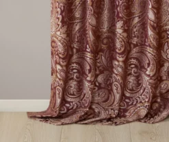 Valerie Burgundy Light-Filtering Rod Pocket Curtain Panel Pair, (95") -Home Store 810518081 810518082 5