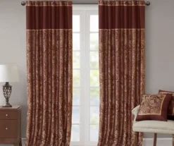 Valerie Burgundy Light-Filtering Rod Pocket Curtain Panel Pair, (95") -Home Store 810518081 810518082 7