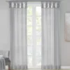 Persis Light Gray Voile Sheer Twisted Tab Curtain Panel Pair, (95") -Home Store 810518134 810518135 810518136