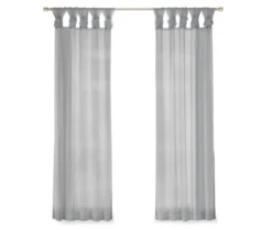 Persis Light Gray Voile Sheer Twisted Tab Curtain Panel Pair, (95") 12 Persis Light Gray Voile Sheer Twisted Tab Curtain Panel Pair, (95") -Home Store 810518134 810518135 810518136 4
