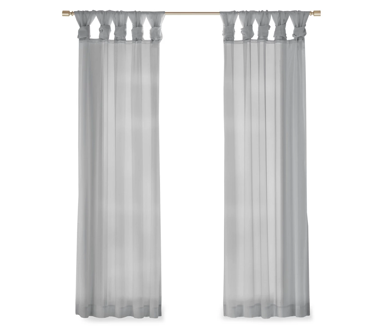 Persis Light Gray Voile Sheer Twisted Tab Curtain Panel Pair, (95") 7 Persis Light Gray Voile Sheer Twisted Tab Curtain Panel Pair, (95") - Image 5