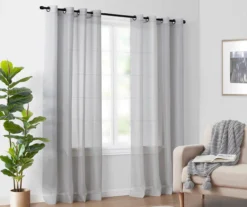 Curtain Fresh Light Gray Sheer Grommet Curtain Panel, (84") -Home Store 810519502 810519520 810519501 810519494 810519505 2