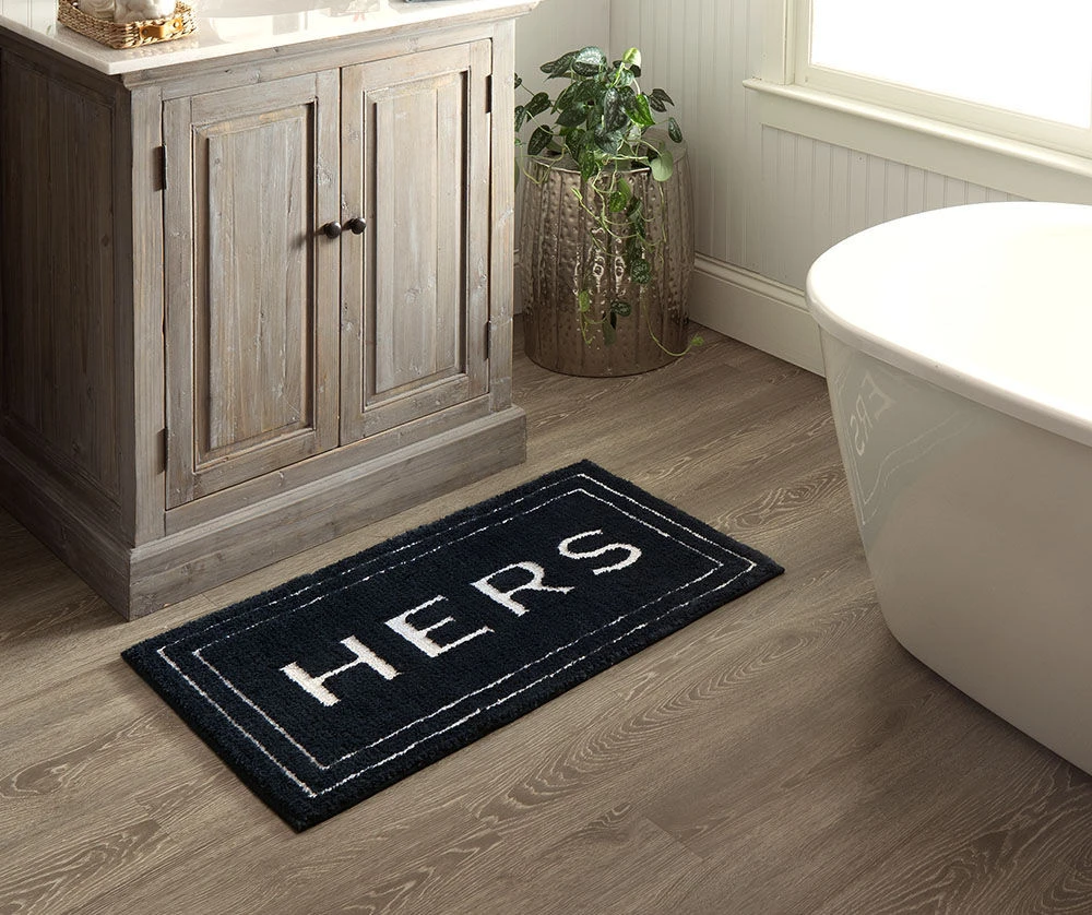 "Hers" Indigo Knitted Bath Rug, (34" X 20") 4 "Hers" Indigo Knitted Bath Rug, (34" X 20") - Image 2