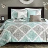 Arbor Aqua Reversible Coverlet Set -Home Store 810523161 810523162