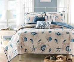 Rockaway Blue Reversible Coverlet Set -Home Store 810523177 810523178 810523179 1