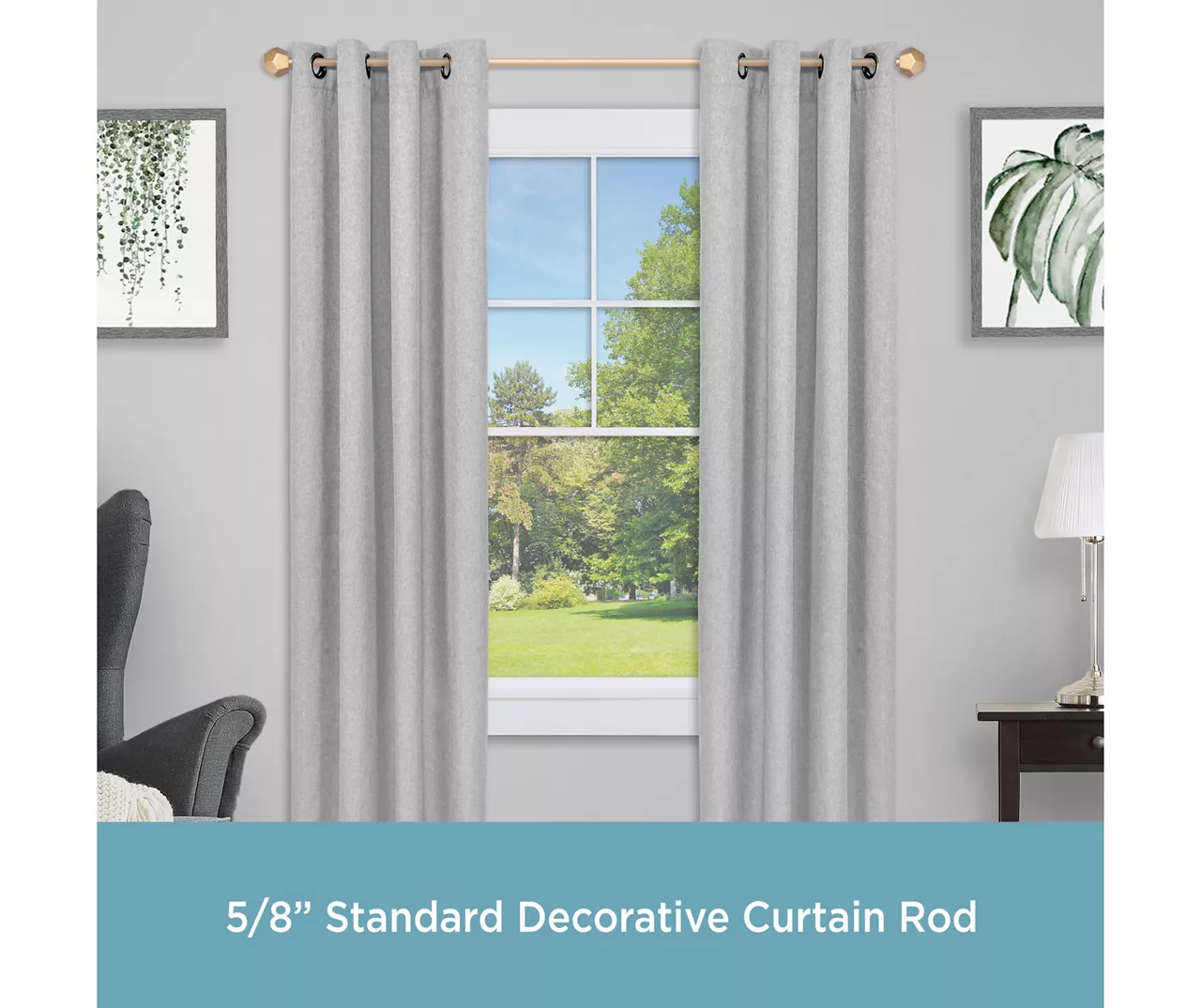 River Burnished Brass 5/8" Steel Decorative Curtain Rod, (36" - 66") 7 River Burnished Brass 5/8" Steel Decorative Curtain Rod, (36" - 66") - Image 5