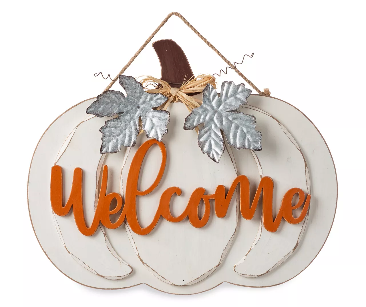 "Welcome" White Pumpkin Hanging Wall Decor 3 "Welcome" White Pumpkin Hanging Wall Decor