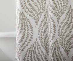White & Brown Floral Wave Fabric Shower Curtain 5 White & Brown Floral Wave Fabric Shower Curtain -Home Store 810528299 2