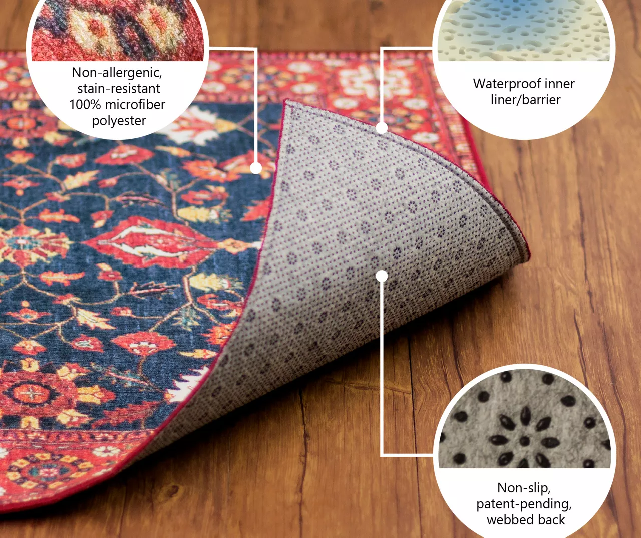 My Magic Carpet Waves Ocean Blue Washable Runner, (2'6" X 7') 10 My Magic Carpet Waves Ocean Blue Washable Runner, (2'6" X 7') - Image 8