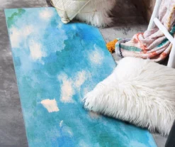 My Magic Carpet Watercolor Aqua Blue Washable Runner, (2'6" X 7') 11 My Magic Carpet Watercolor Aqua Blue Washable Runner, (2'6" X 7') -Home Store 810537692 2