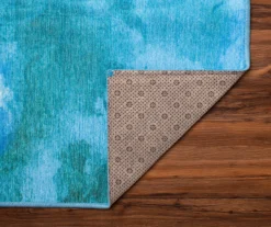 My Magic Carpet Watercolor Aqua Blue Washable Runner, (2'6" X 7') 13 My Magic Carpet Watercolor Aqua Blue Washable Runner, (2'6" X 7') -Home Store 810537692 4
