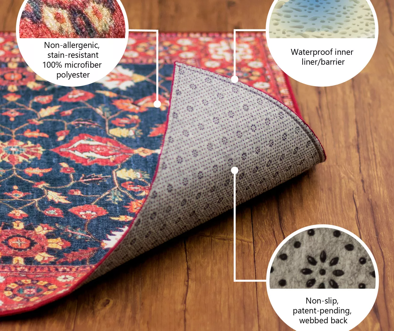 My Magic Carpet Kalini Floral Washable Runner, (2'6" X 7') 10 My Magic Carpet Kalini Floral Washable Runner, (2'6" X 7') - Image 8